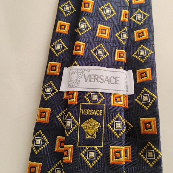 Versace geometric mens silk tie